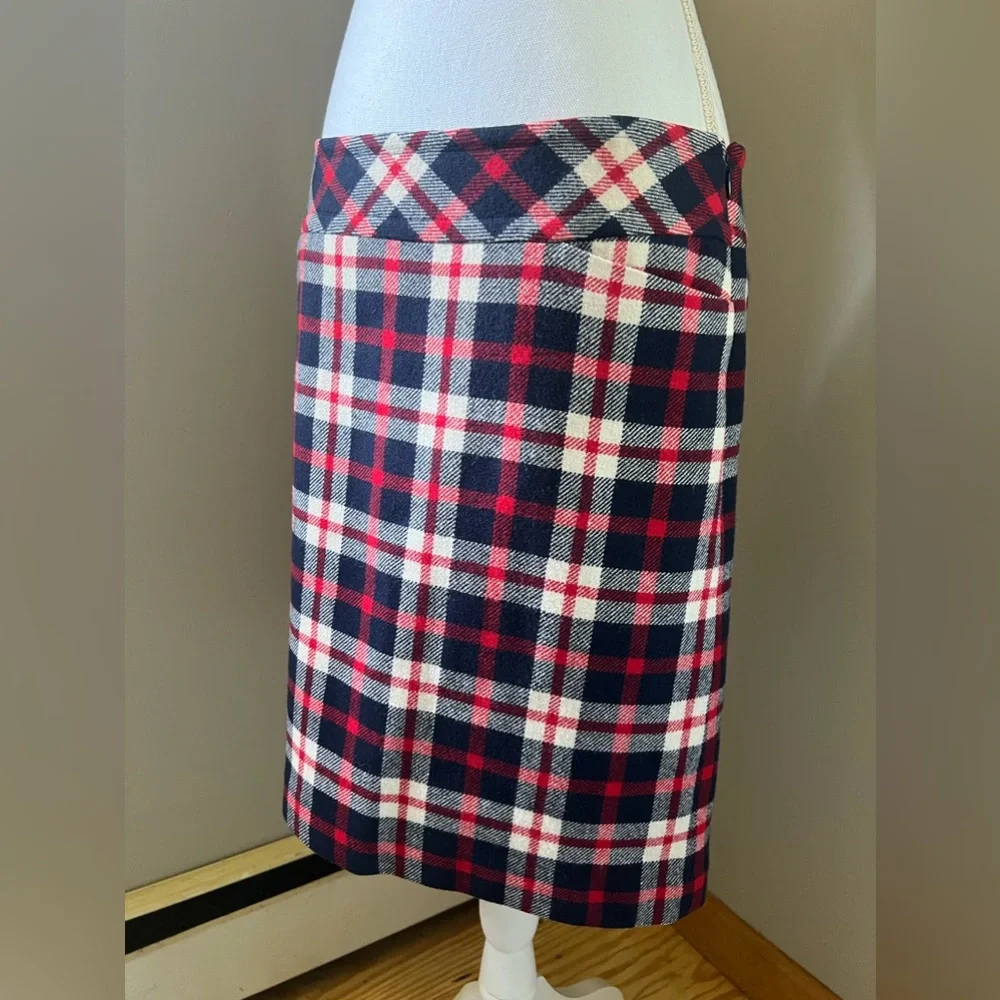 Talbots Plaid Wool Blend Lined Pencil Skirt